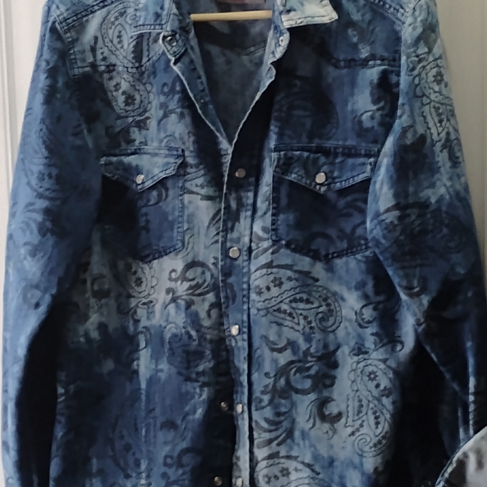 Blue Paisley Denim Jacket